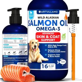 Salmon Oil for Dogs Omega 3 for Dogs 16 FL OZ Wild Alaskan Salmon Fish Oil Natural EPA & DHA Fatty Acids