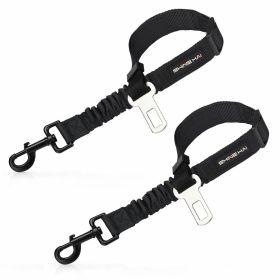 2 Pack Adjustable Dog Harness For Car Seatbelt Connector Restrain Tether