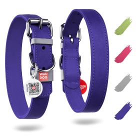 Purple Long Lasting Leather Dog Collar for Large, Medium and Small Dogs