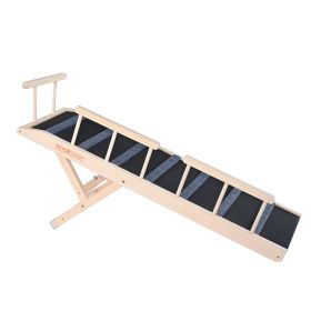 Dog Ramp, Folding Pet Ramp for Bed, Adjustable Dog Ramp for Small, Large, Old Dogs, Wooden Pet Ramp with 47.2" Long Ramp