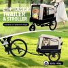 2-in-1 Bike Trailer & Push Cart for Pets - Detachable Bike Hitch & Push Handle Included - All-Terrain Wheels, Quick Release Wheel, Non-Slip Floor