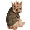 Combed Cotton Cable Knit Dog Sweater - Herb Green