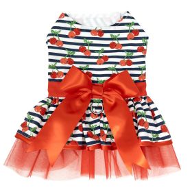 Cherry Stripe Harness Dress with Matching Leash (Option: X-Small)