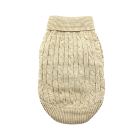 Combed Cotton Cable Knit Dog Sweater - Oatmeal (Option: XX-Small)