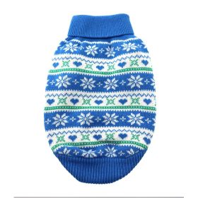 Combed Cotton Snowflake and Hearts Dog Sweater - Blue (Option: XX-Small)
