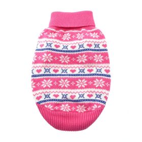 Combed Cotton Snowflake and Hearts Dog Sweater - Pink (Option: XX-Small)