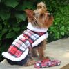 Sherpa-Lined Dog Harness Coat - Red & White Plaid