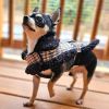 Sherpa-Lined Dog Harness Coat - Brown & White Plaid