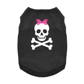 NEW - Pirate Skull with Pink Bow Dog Shirt - Jet Black (Option: X-Small)