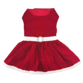 Holiday Dog Harness Dress - Red Velvet Sparkle (Option: X-Small)