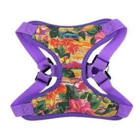 Wrap and Snap Hareness - Sunset Hibiscus Print and Mesh Choke Free Step in Harness (Option: X-Small)